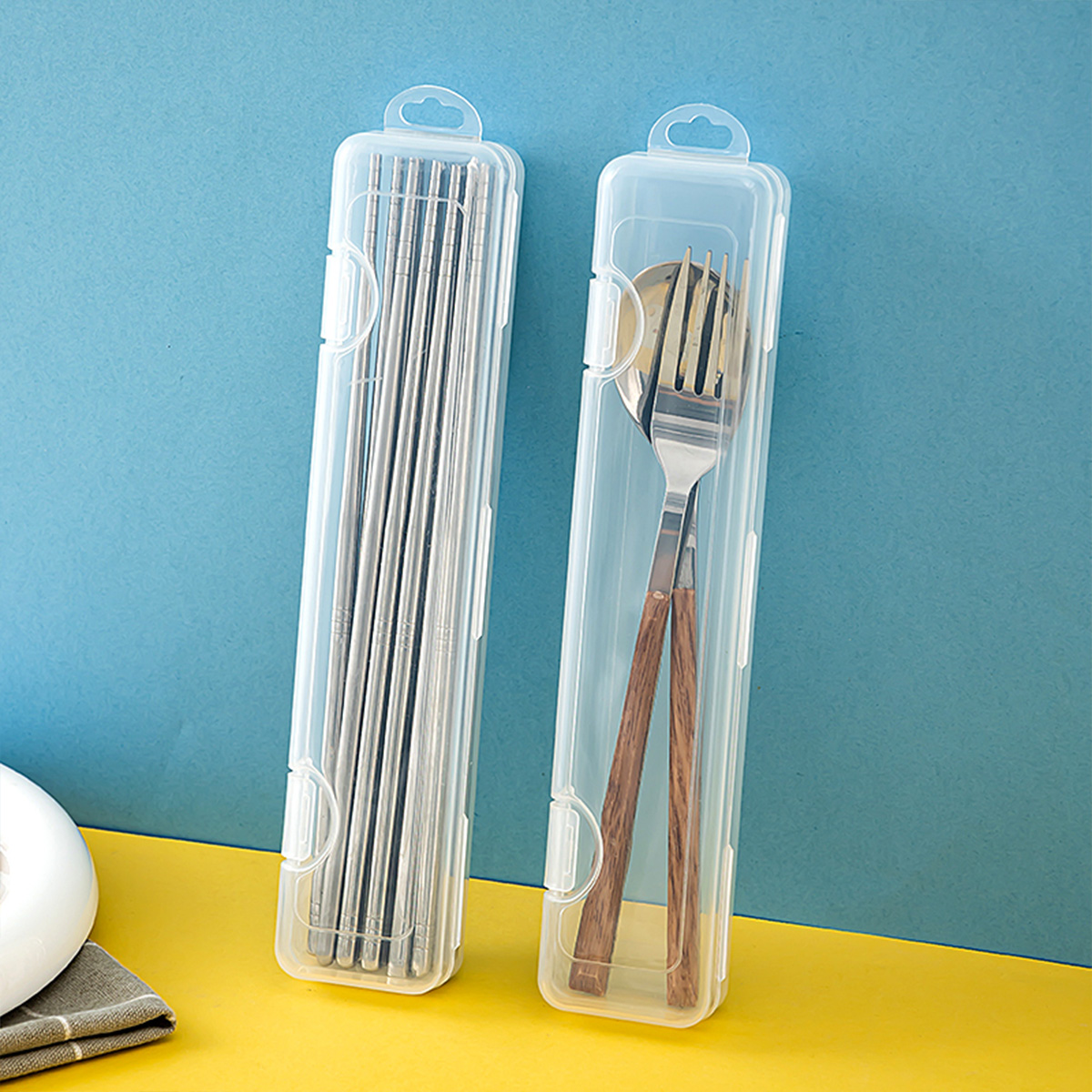 Bamboo Cutlery Travel - Taşınabilir Şeffaf Sofra Takımı Kutusu Seyahat