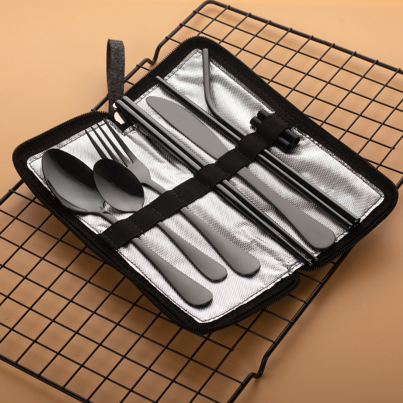 Bamboo Cutlery Travel - Yeni 10 Parça Taşınabilir Çatal Bıçak