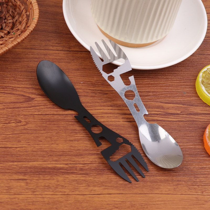 Bamboo Cutlery Travel - 1/5 adet 10-in-1 paslanmaz çelik kamp