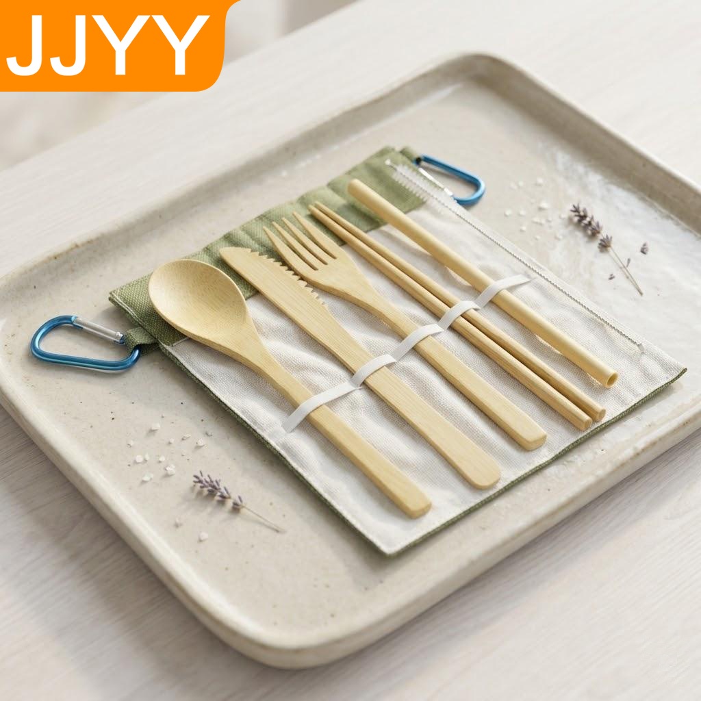 Bamboo Cutlery Travel - Yeniden Kullanılabilir Bambu Seyahat Çatal Bıçak