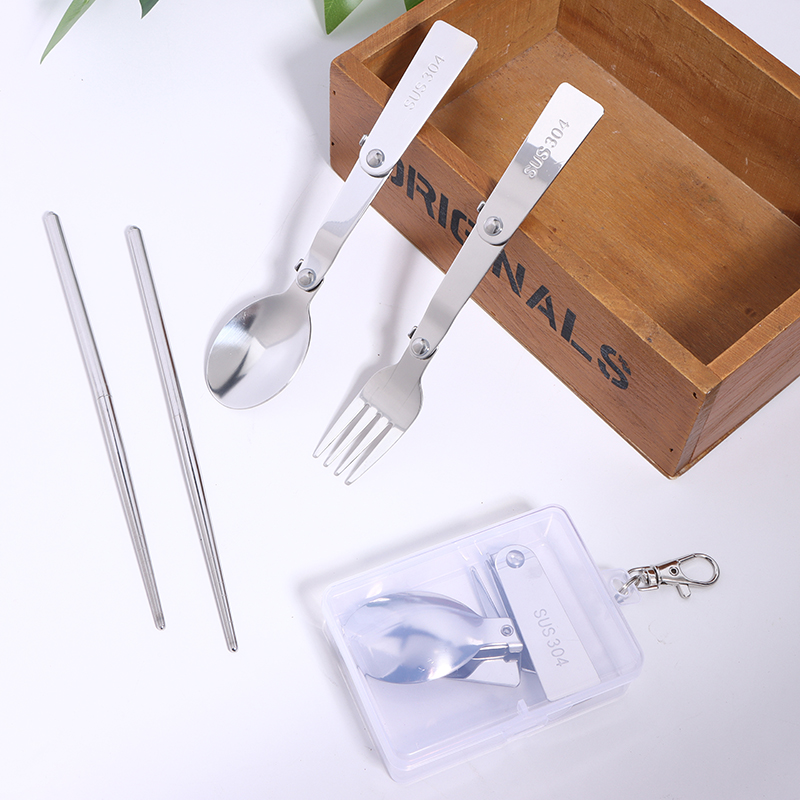 Bamboo Cutlery Travel - 1 adet/3 adet paslanmaz çelik taşınabilir